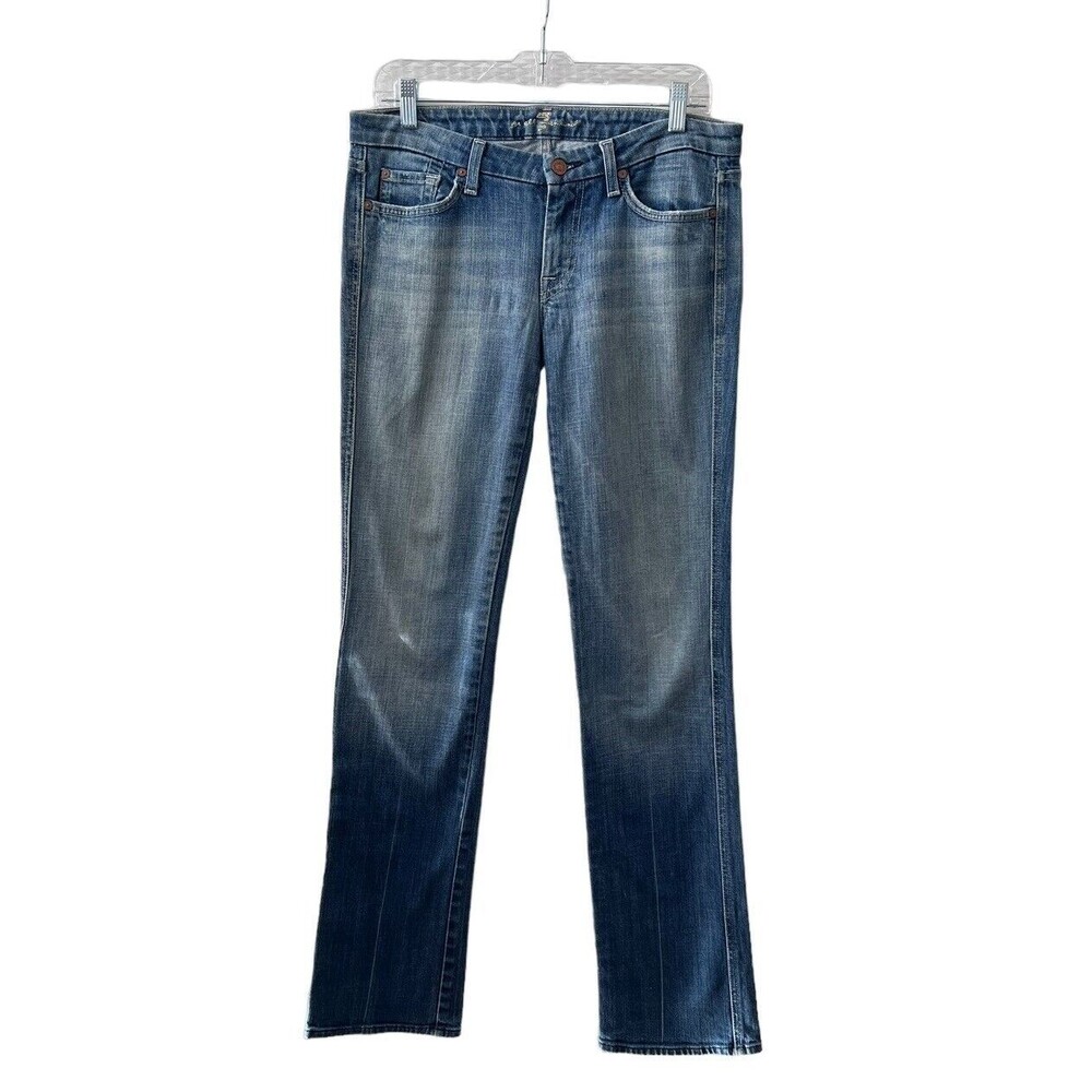7 For All Mankind KATE Straight Leg Jeans Rhinestone/Embroidered Size 29